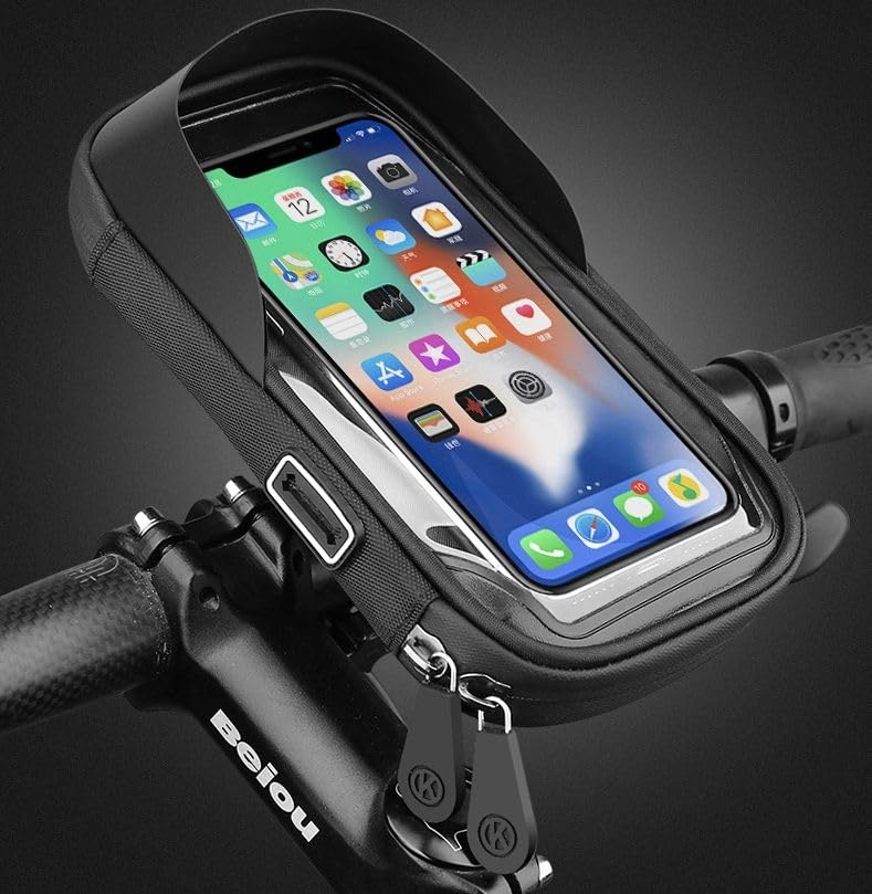 ORCO 360 Rotatable Waterproof Bike Phone Holder Universal Bicycle Handlebar Bag with Sun Visor & Sensitive TPU Touch Screen Large Capacity Cycle Frame Pouch for iPhone 15/14/13 Galaxy up to 6.5