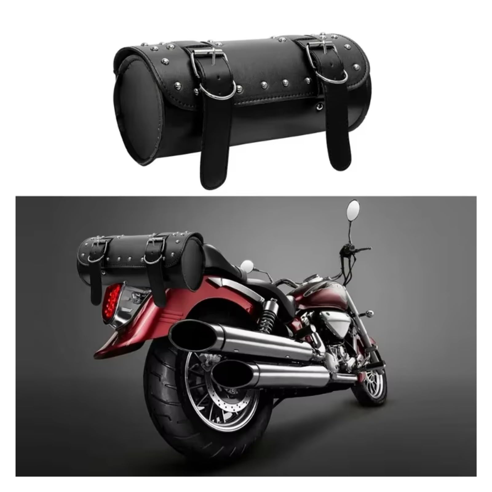 Compatibile Con Bobber 1 Set Borsa Attrezzi Moto Per Viaggio In Finta PU Impermeabile Laterale Modifica Sostituzione Sacche Moto(Black)