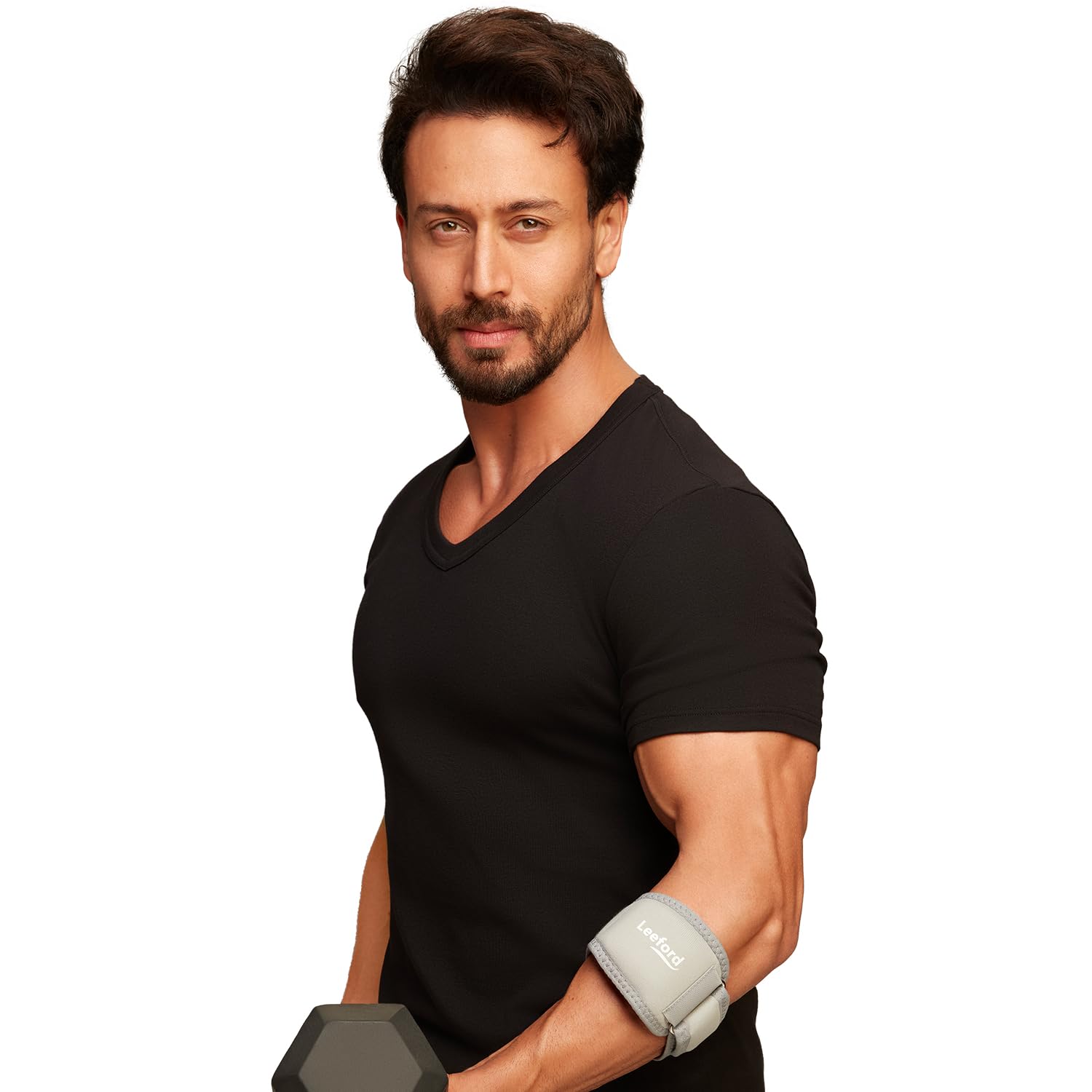 Leeford Ortho Tennis Elbow Support, Neoprene Elbow Band for Pain Relief, with Adjustable Velcro Strap for Gym Workout, Lightweight, Skin-Friendly for Men and Women - Size (M)