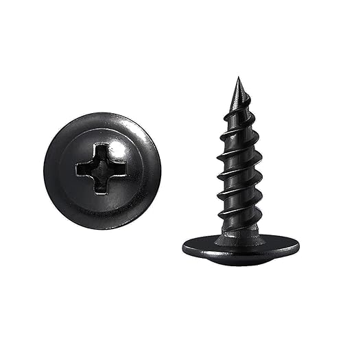Miniatura 68 de Tornillos para madera de cabeza segmentada Phillips, metal autorroscante rápido, 100 unidades, de 2 pulgadas, #10, negro
