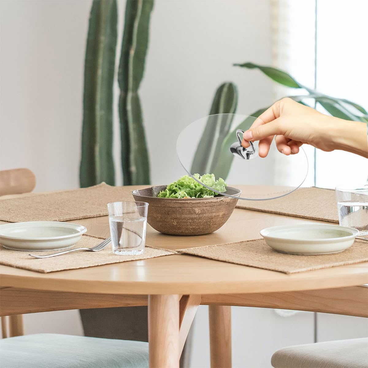 SECFOU Tapa de Cristal Redonda para Sartén y Olla, Acero Inoxidable, Asa Resistente, Adecuado para Cocinar y Conservar Alimentos en Cocina