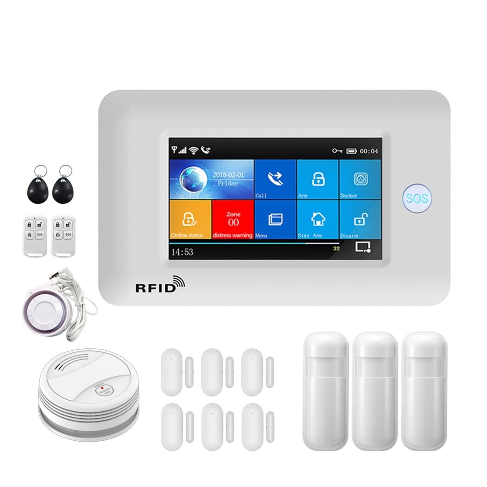 Wifi GSM Home Alarm System Burglar Security With Detector Tuya Smart Life Remote Monitoring(E.)