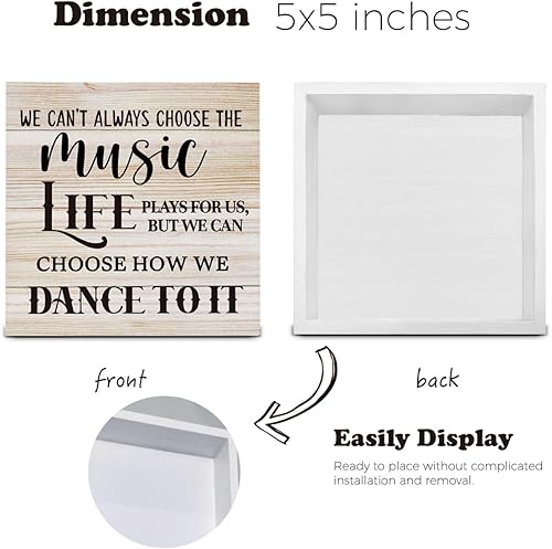 Miniatura 2 de Letrero de Caja de Madera "We Can't Always Choose the Music Life" Decoración de Escritorio, Letrero de Madera Temático para Amantes de la Música