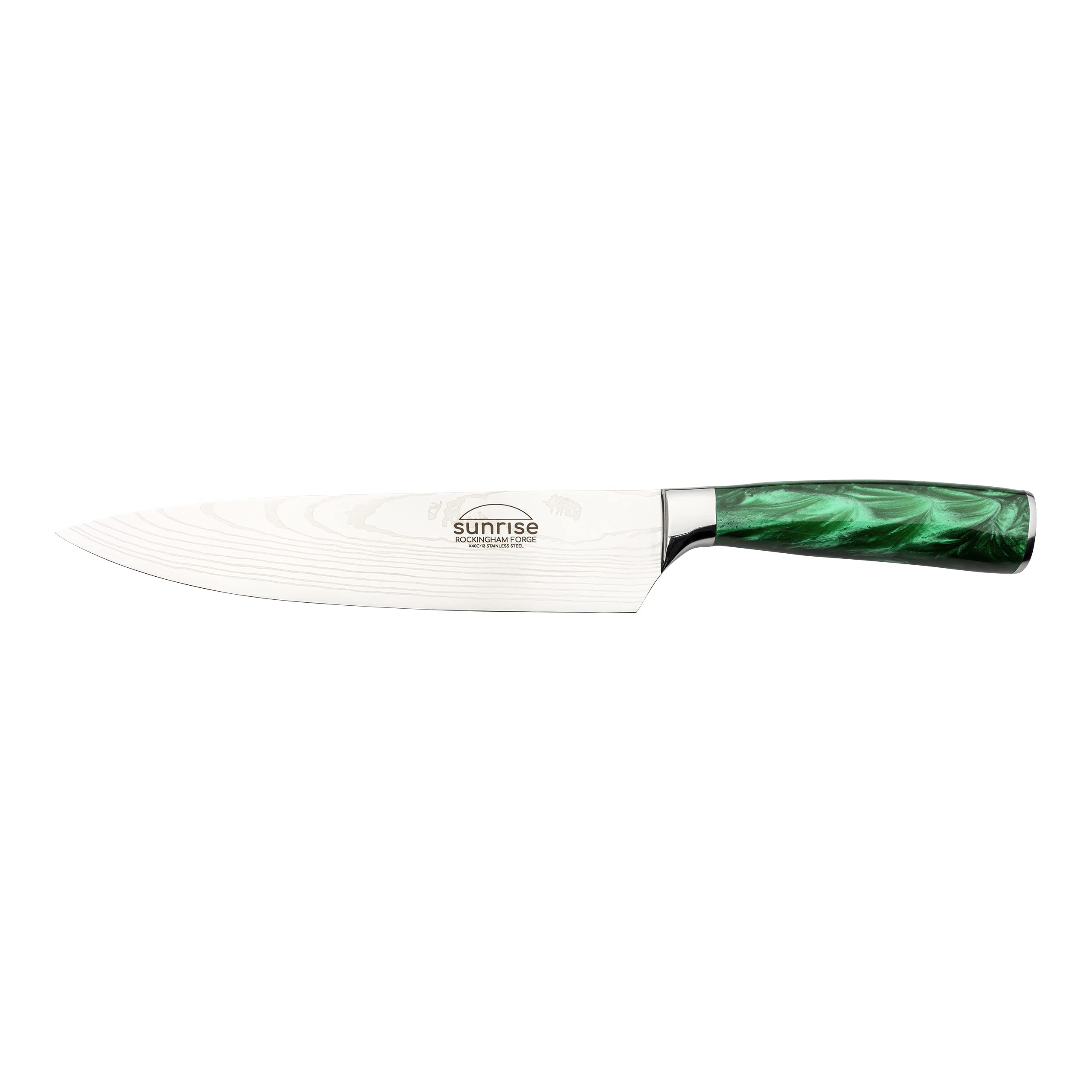 Rockingham Forge Sunrise Collection 8" Chef's Knife, Stainless Steel with Resin Handles, Emerald Green