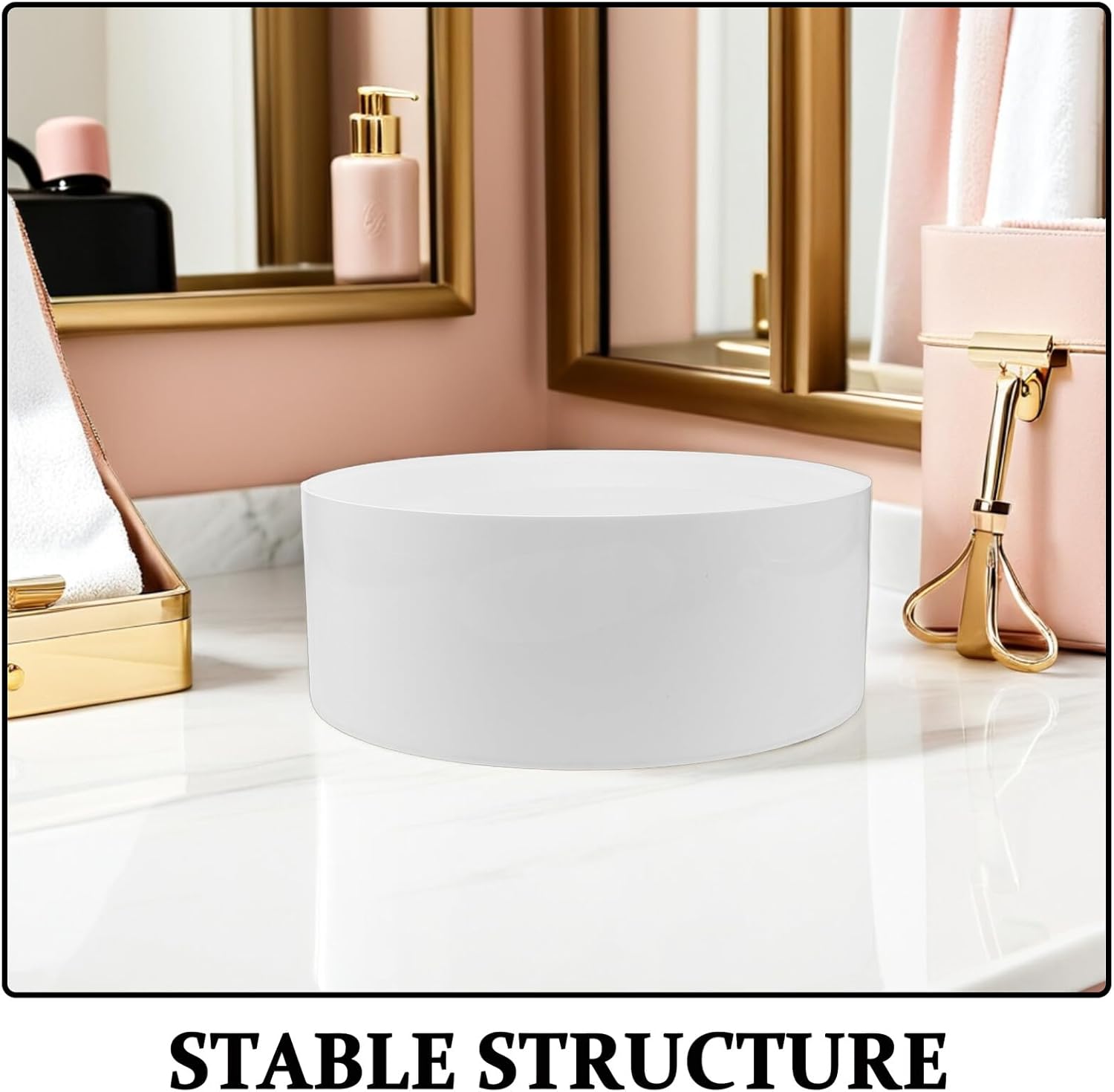 3pcs round Acrylic Display Risers Set, Cylinder Food Riser Stand for Dessert, Cake, Cupcake and Jewelry, White Acrylic Pedestal for Party, Wedding, Buffet and Home Use