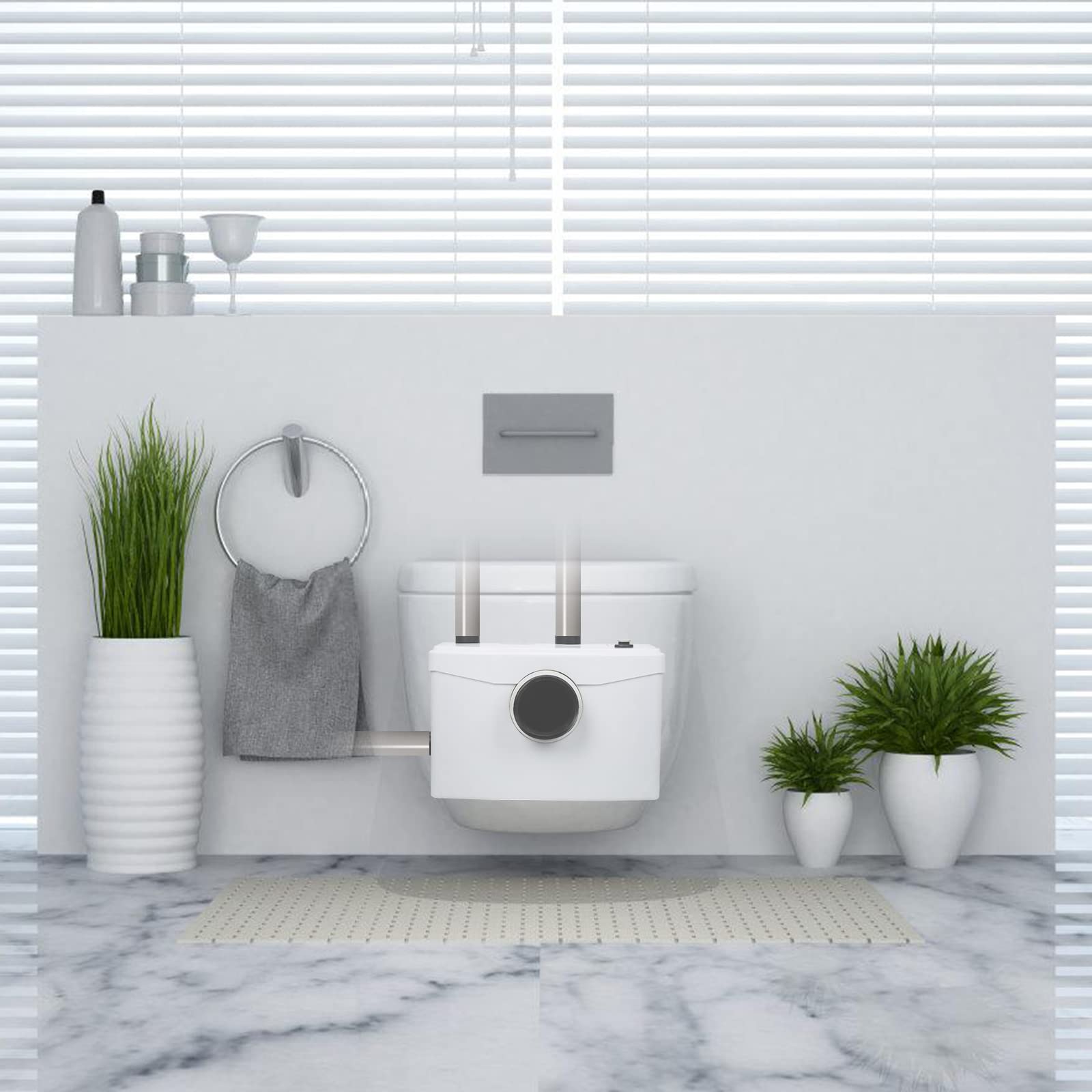 Fiqops Hebeanlage Waschmaschine, 700W 190 L/min Schmutzwasserpumpen, Fäkalienpumpe mit 4 Einlässe, Haushaltspumpe für Dusche Badewannen Waschbecken Waschmaschine Spülmaschinen