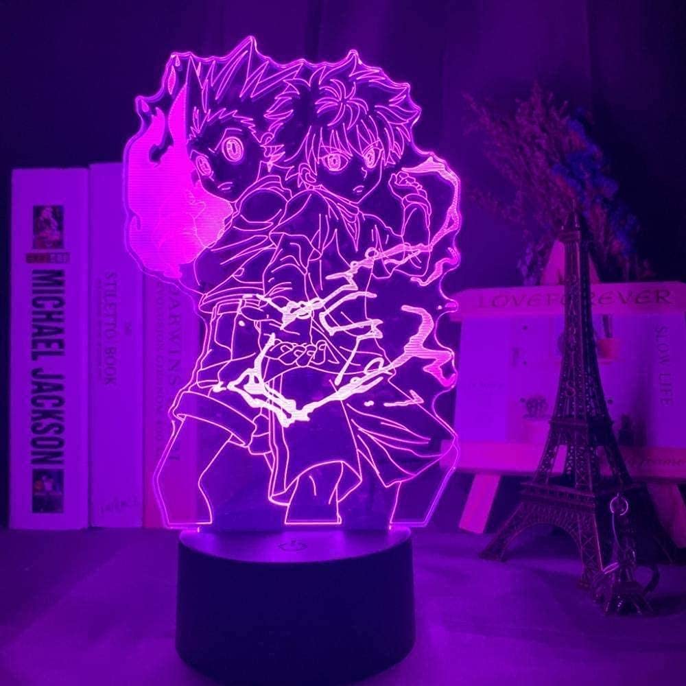 althiqahkey GON und KILTUA Fight 3D Nachtlicht Anime Hunter X Hunter Nightlight fr Kid Schlafzimmer Dekor Beleuchtung Kind Geschenk HXH Lampe Nachttisch-Fernbedienung