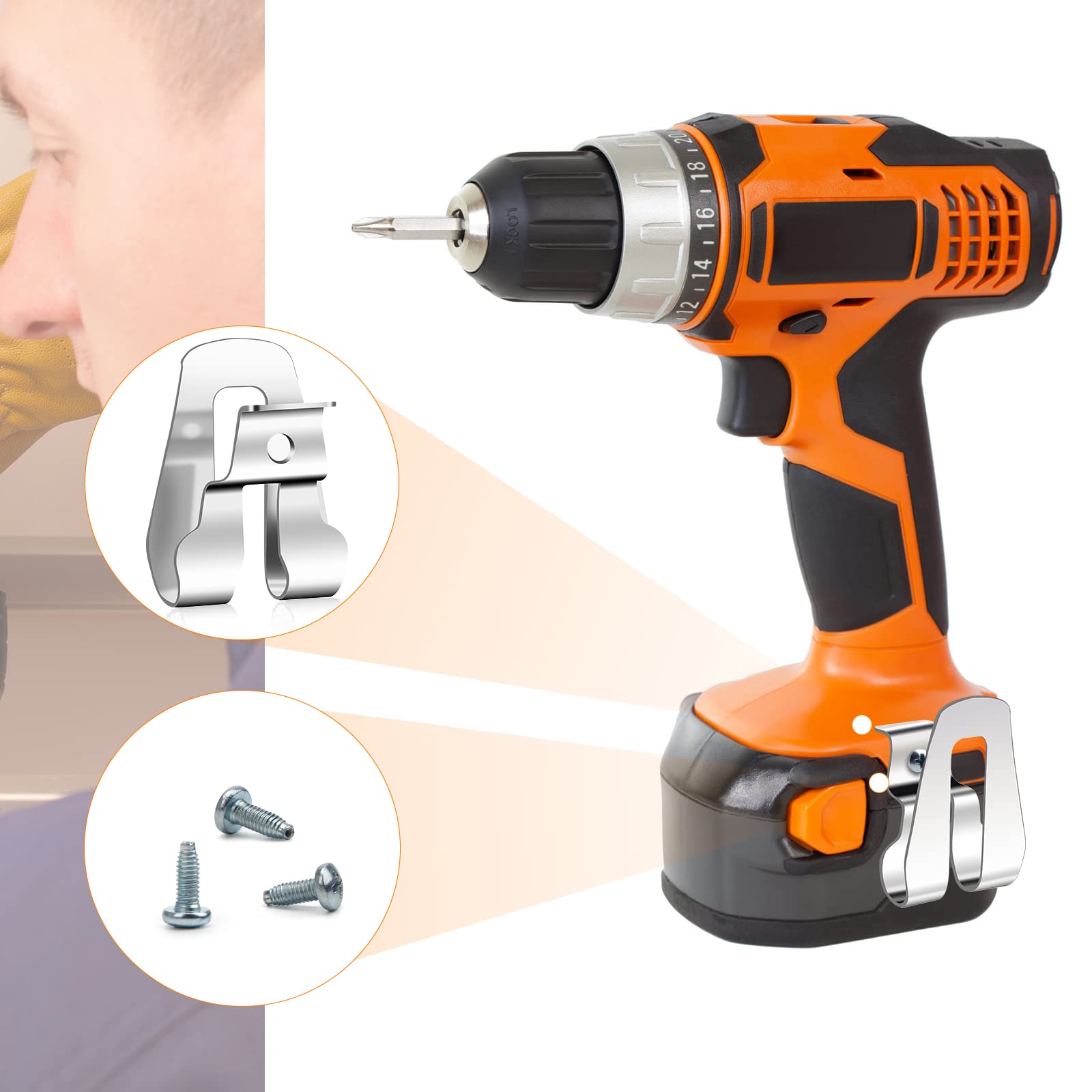 Dewalt Drill Clip 8-Pack Stainless Steel Belt Clip Hooks For