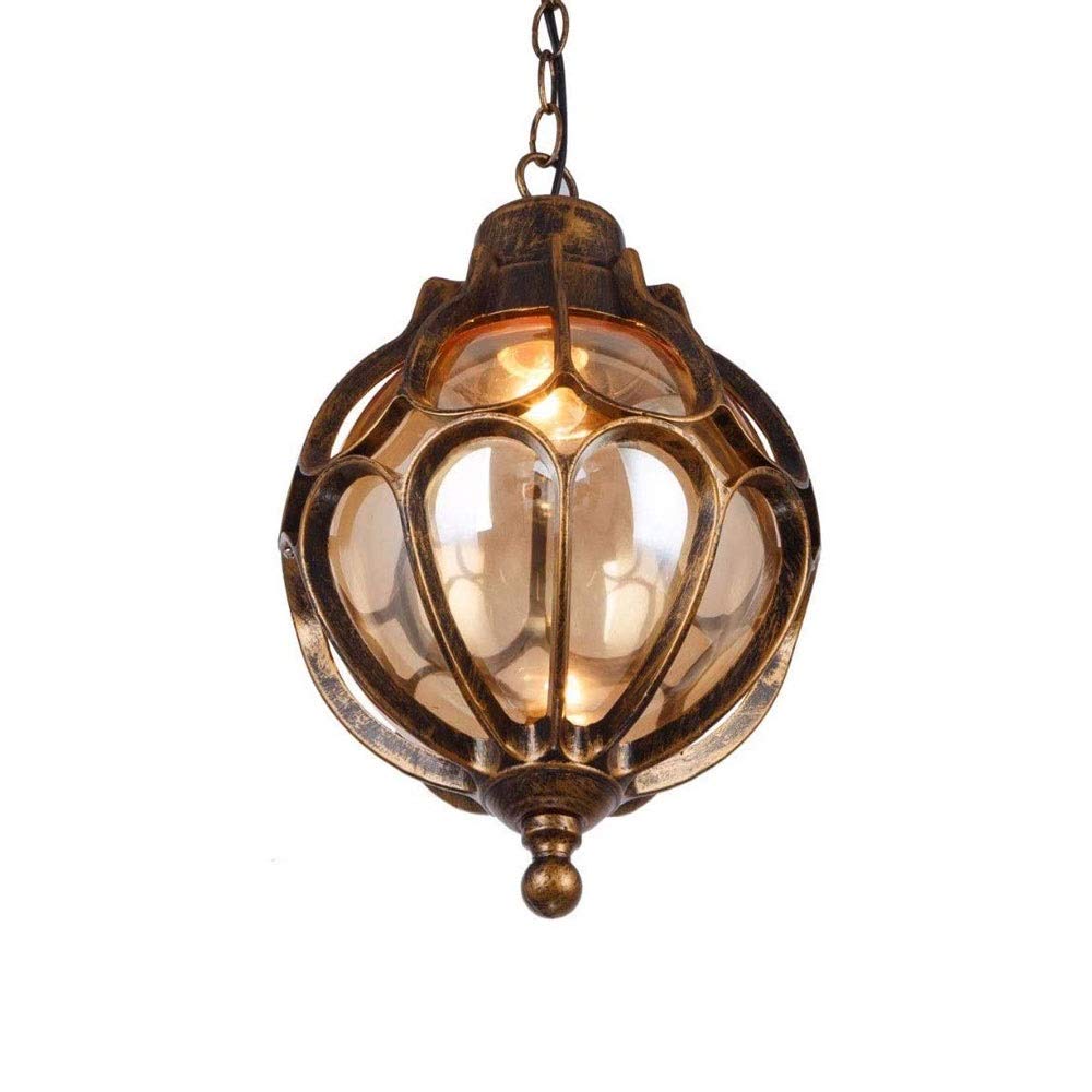 HUIMVNC Victorian Aluminum E27 Patio Exterior Waterproof Hanging Lamp Outdoor Glass Ceiling Pendant Light Rural Landscape Adjustable Droplight Lantern Villa Porch Terrace Fence Chandelier Times