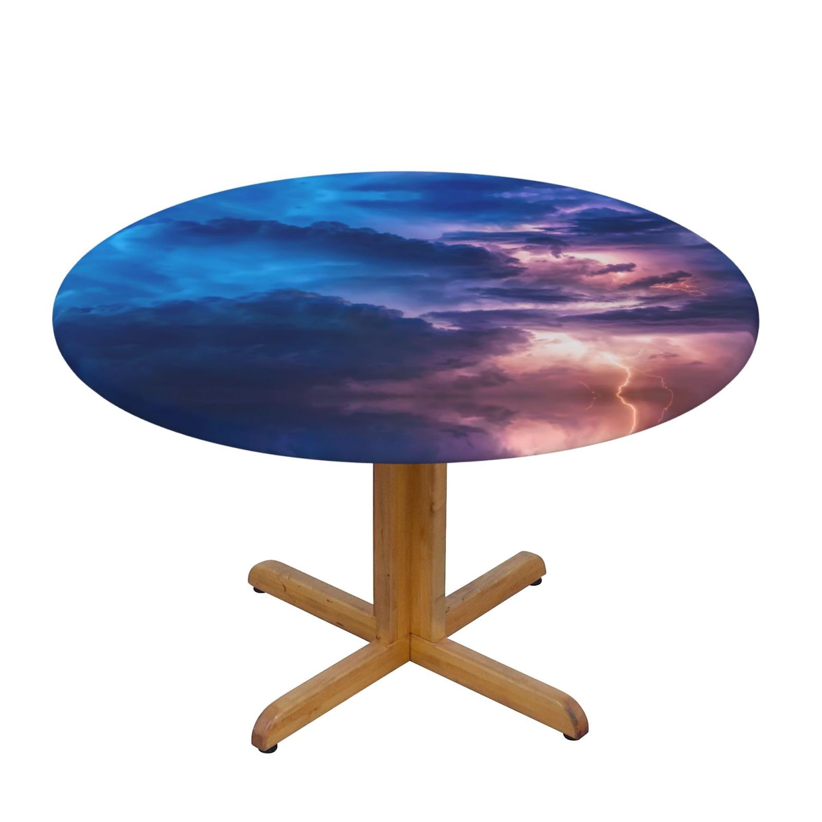 ESNAIUVCD Clouds print Waterproof Round Tablecloth,Outdoor Table Cloth with Elastic Edged, Elastic Tablecloth Wipeable, Garden Table Cloth Suitable for sizes 90cm-140cm
