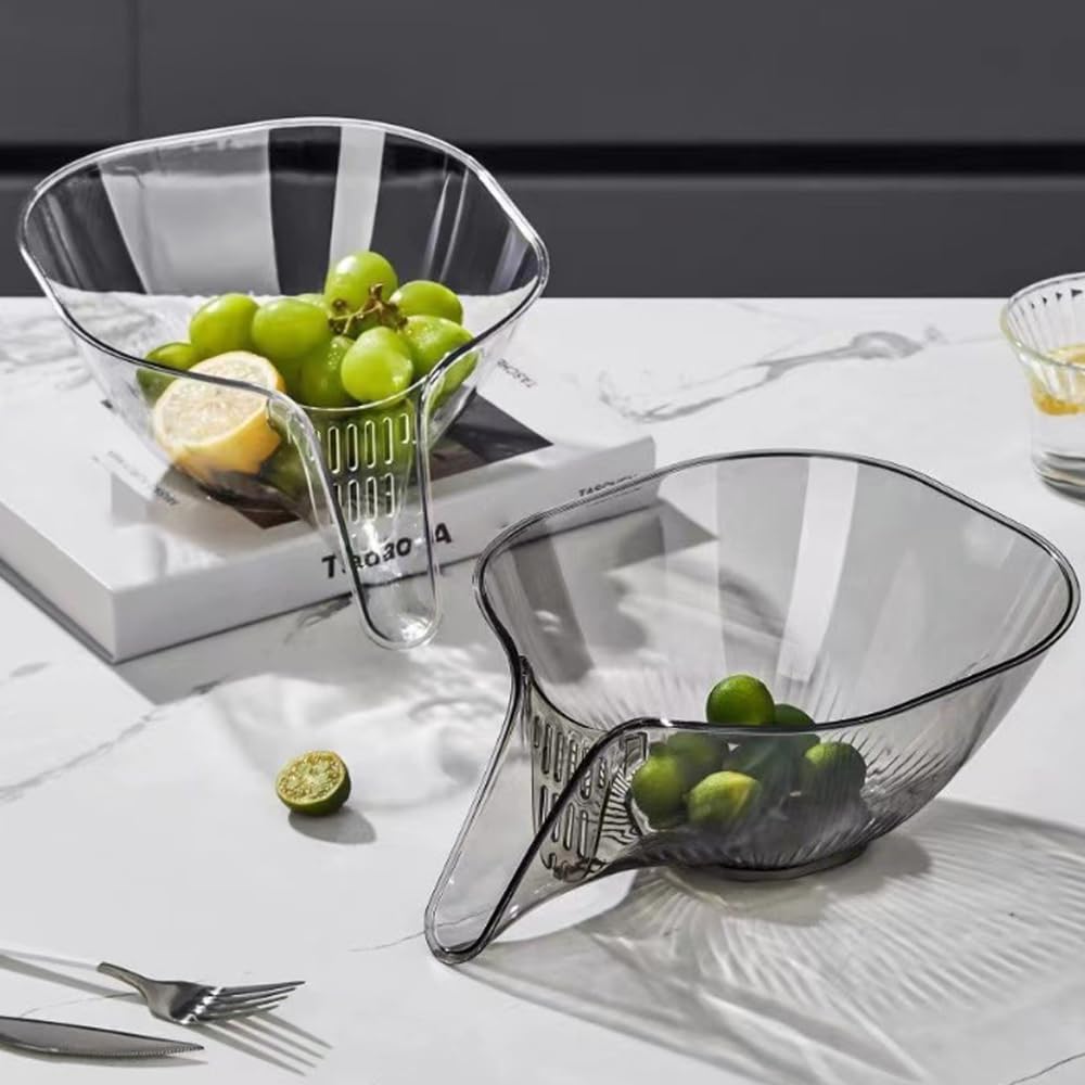 Multi-Functional Drain Basket, Drainage Basket Funnel Kitchen Sink Drain Basket, Multifunctional Vegetable and Fruit Washing Drain Basket (Transparent+Grey)