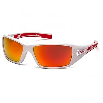 Pyramex Velar Safety Glasses, White-Red Frame/Sky Red Mirror Lens