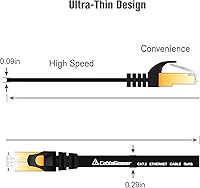 Vista 4 de Cable blindado Cat 7 para conexión de Ethernet (cable de la más alta velocidad), plano, tiene un conector RJ45 a prueba de enganche, para módem