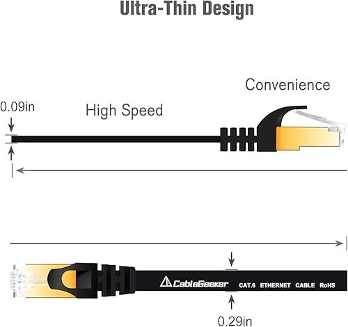 Miniatura 4 de Cable blindado Cat 7 para conexión de Ethernet (cable de la más alta velocidad), plano, tiene un conector RJ45 a prueba de enganche, para módem,