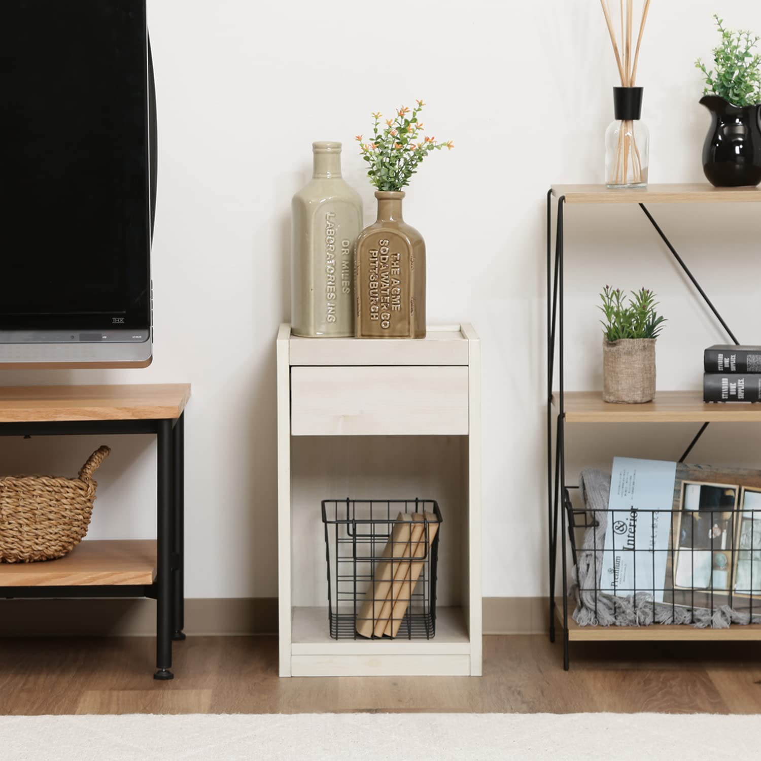 Amazon｜不二貿易 サイドテーブル ベッドテーブル 幅30×奥行36×高さ  