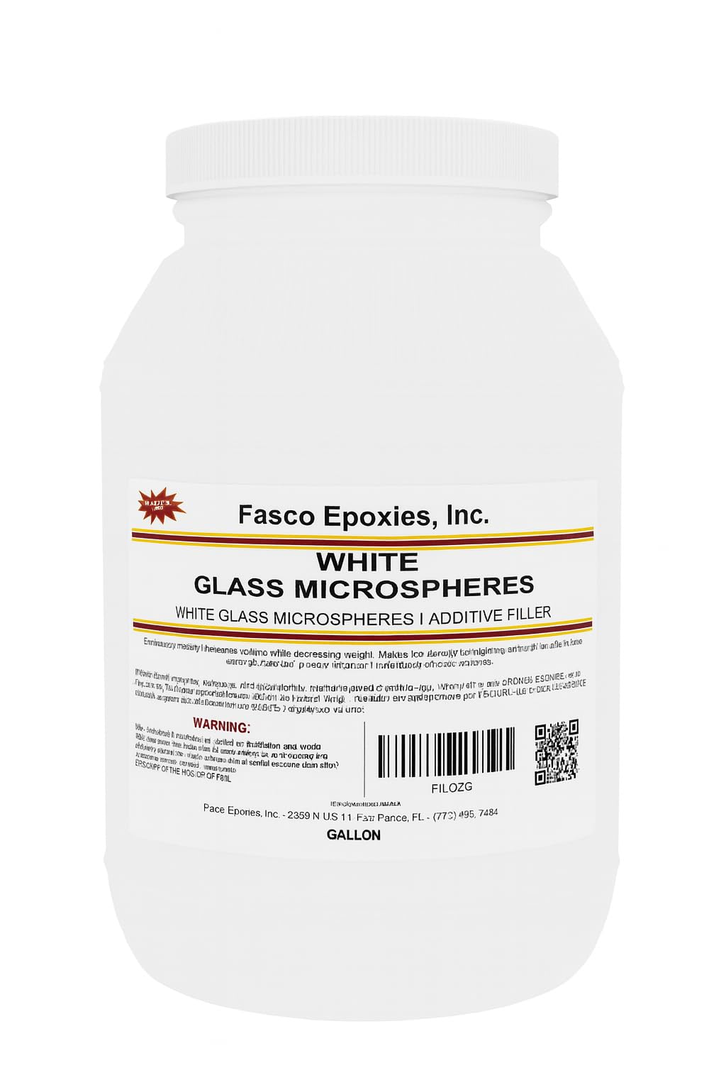 White Glass Microspheres - Filler for Epoxy and Polyester Resin Gallon