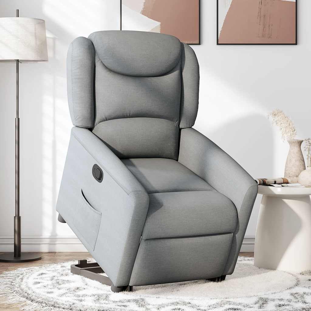 Sillón reclinable elevable de Tela Gris Claro