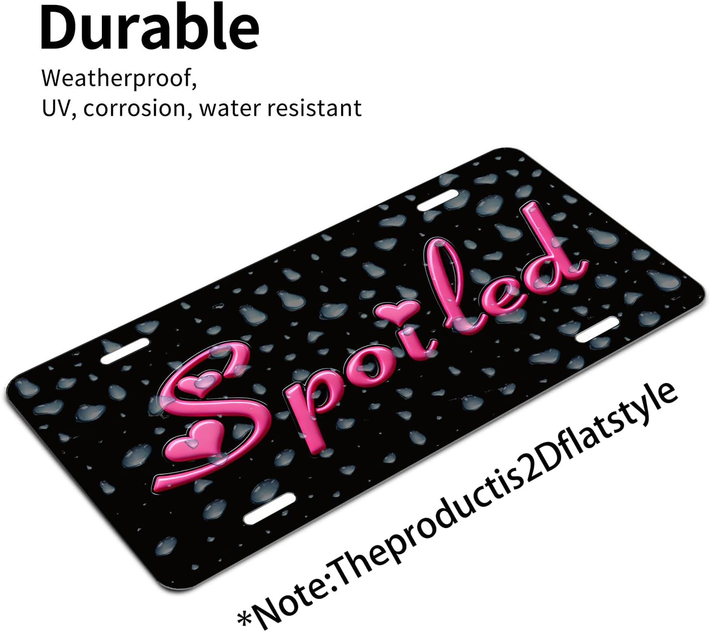 Spoiled.Lady's Personalized Decorative Plate, Decorative Aluminum Metal Cute and Novel License Plate Cover, Suitable for Men, 6x12 inches (4 Holes) image 4