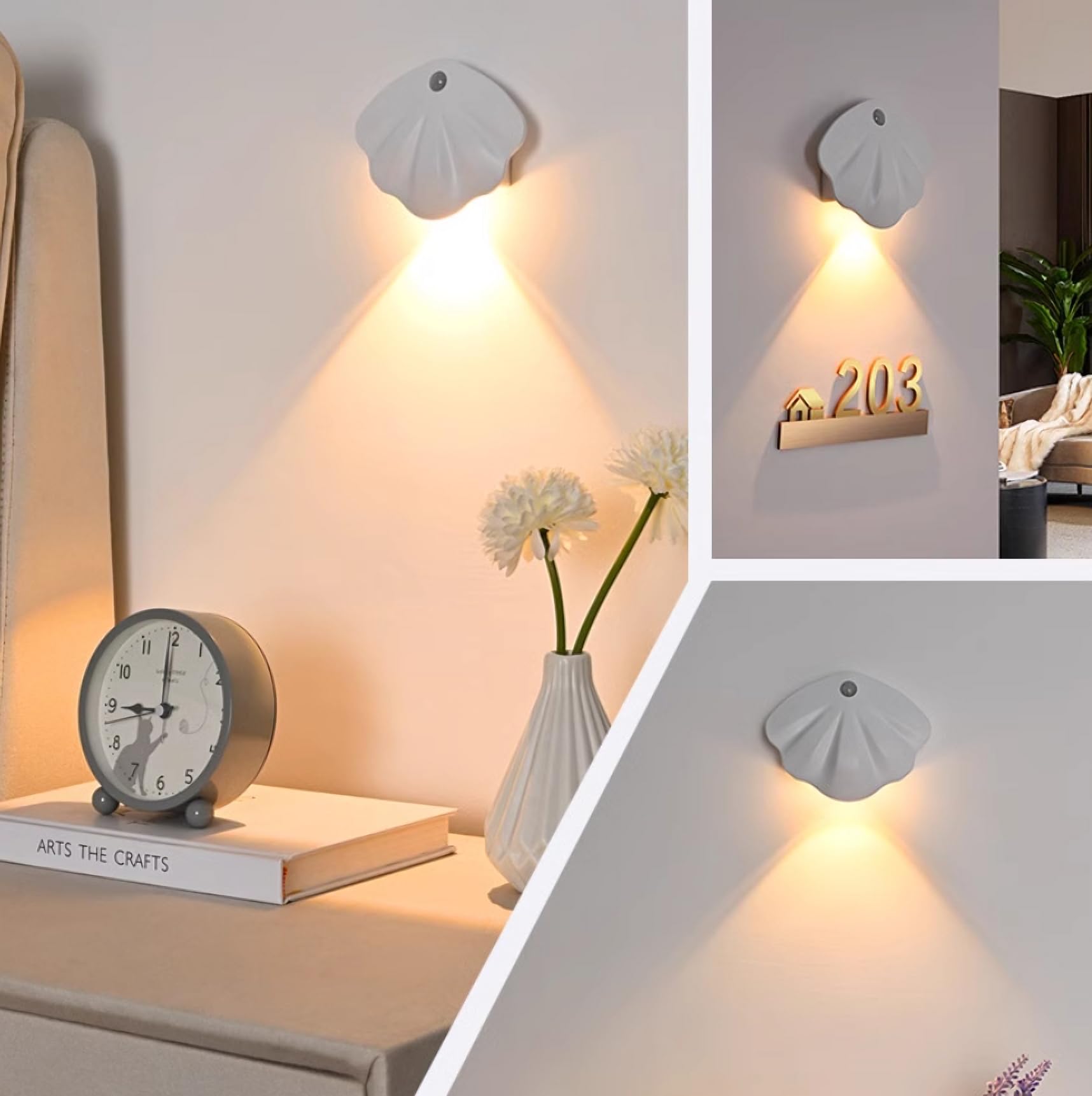 Amazon.co.jp : Sakura センサーライト usb充電式 足元灯 貝殻 人感  