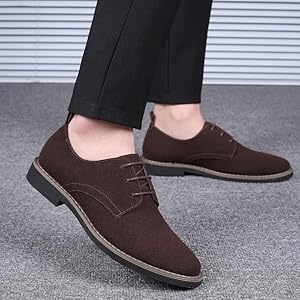 Mens Suede Leather Dress Shoes Casual Lace Up Oxfords Shoes
