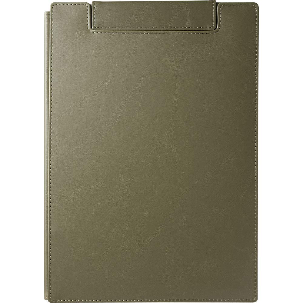 King Jim 1932LU-OL - Cartellina portablocco in similpelle, copertina inclusa, formato A4 orizzontale, colore: Verde oliva