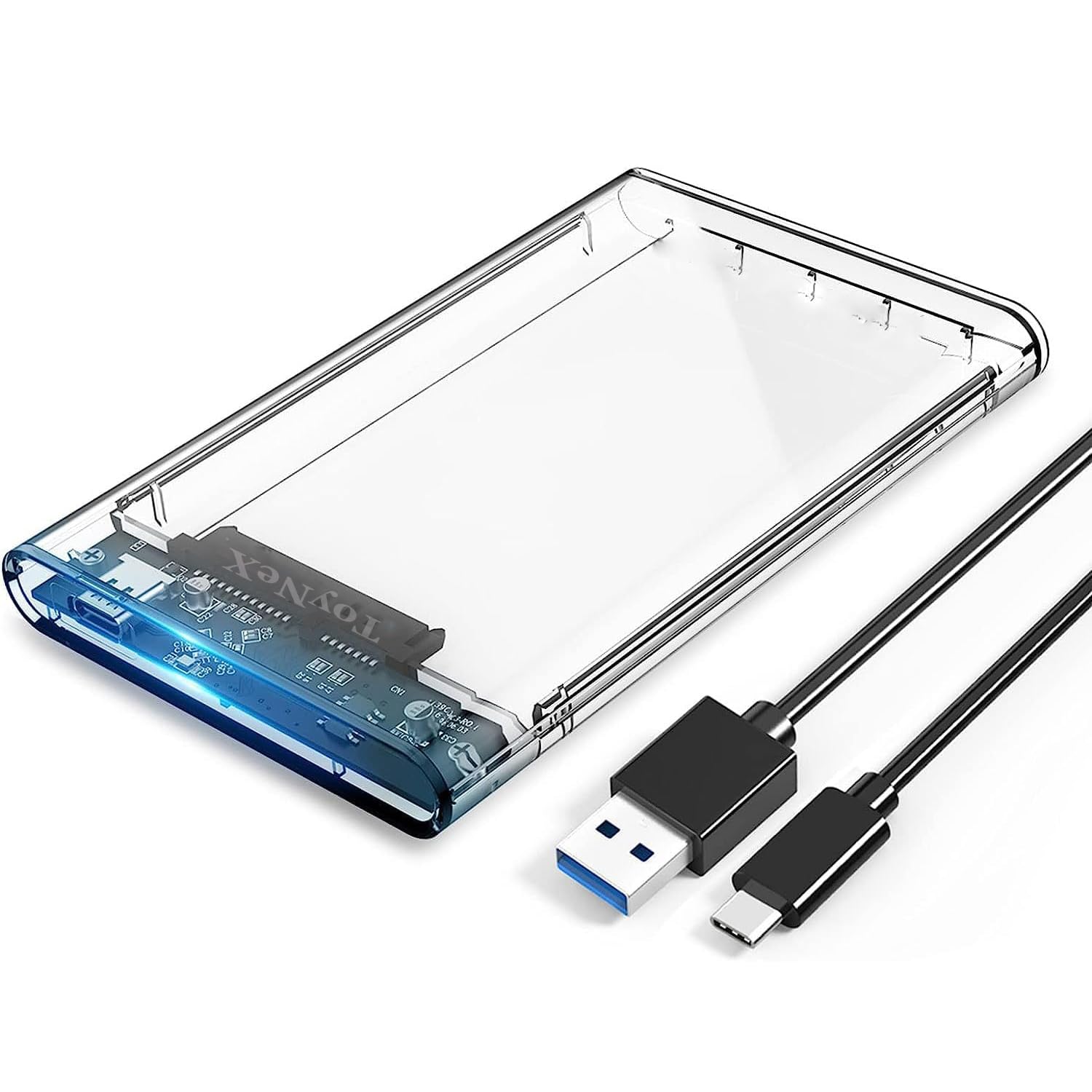 ToyNeX 2.5'' Hard Drive Enclosure | 6 Gbps USB 3.1 Type C to SATA III External Hard Drive Transparent Case for SSD, HDD Compatible with PC, Laptop, TV. (Transparent Type C).-image-36