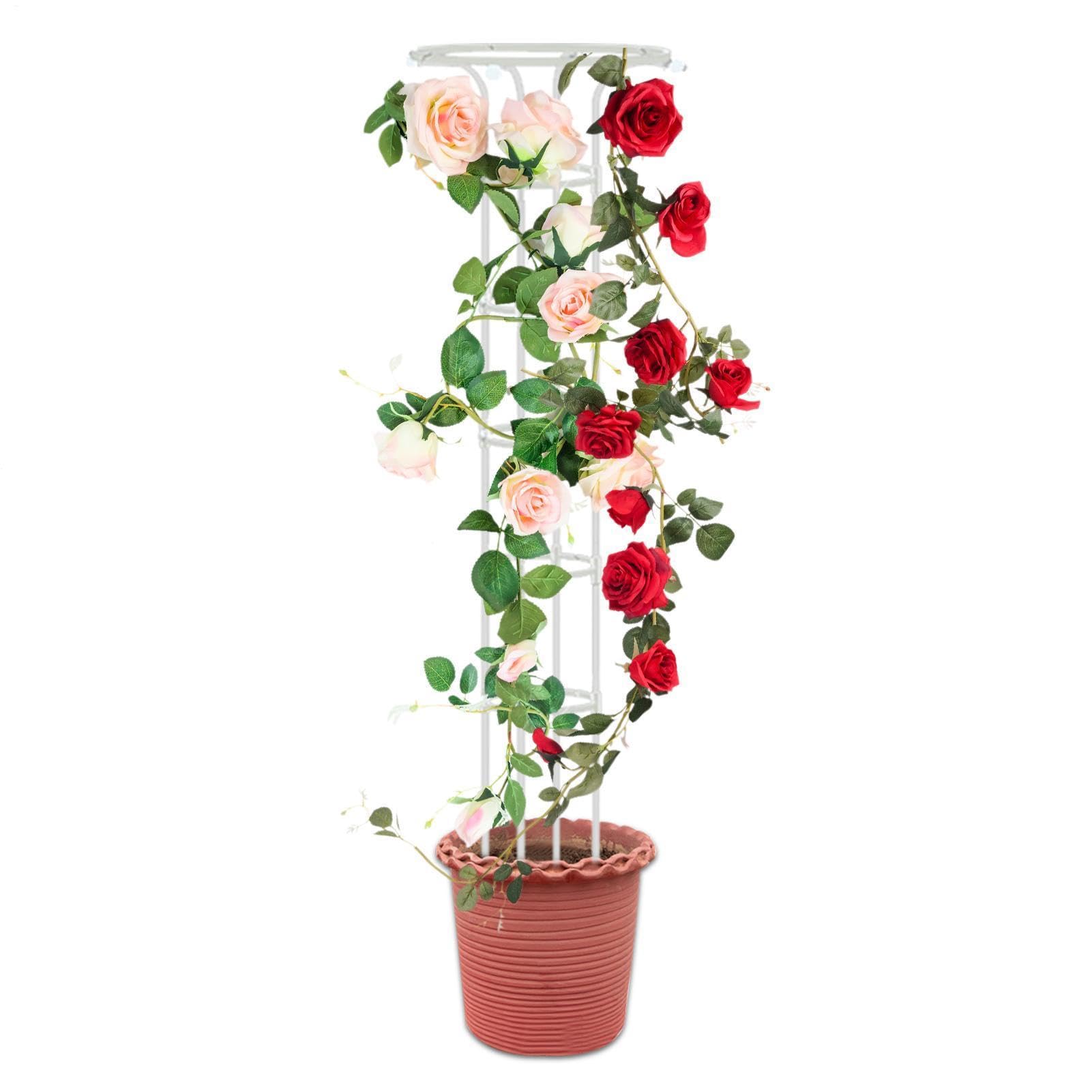 Treillis obélisque de jardin pour grimpantes, tuyau en métal antirouille