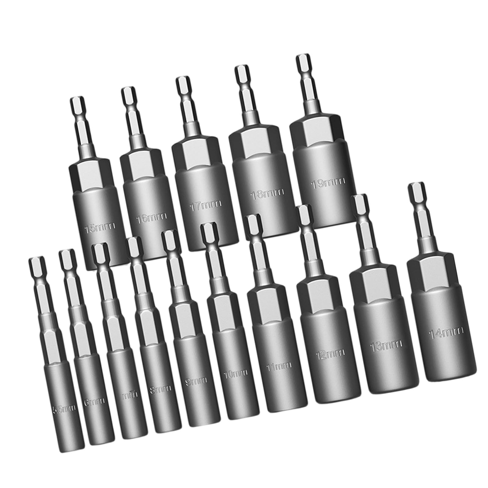 Loytv 15 Piece Set Power Nut Driver Drill Bit Tool Set 1 / 4Inch Shank Driver Hexagonal Socket Wrench Screw Socket Extension For Power Tool Head For Electric Screwdriver