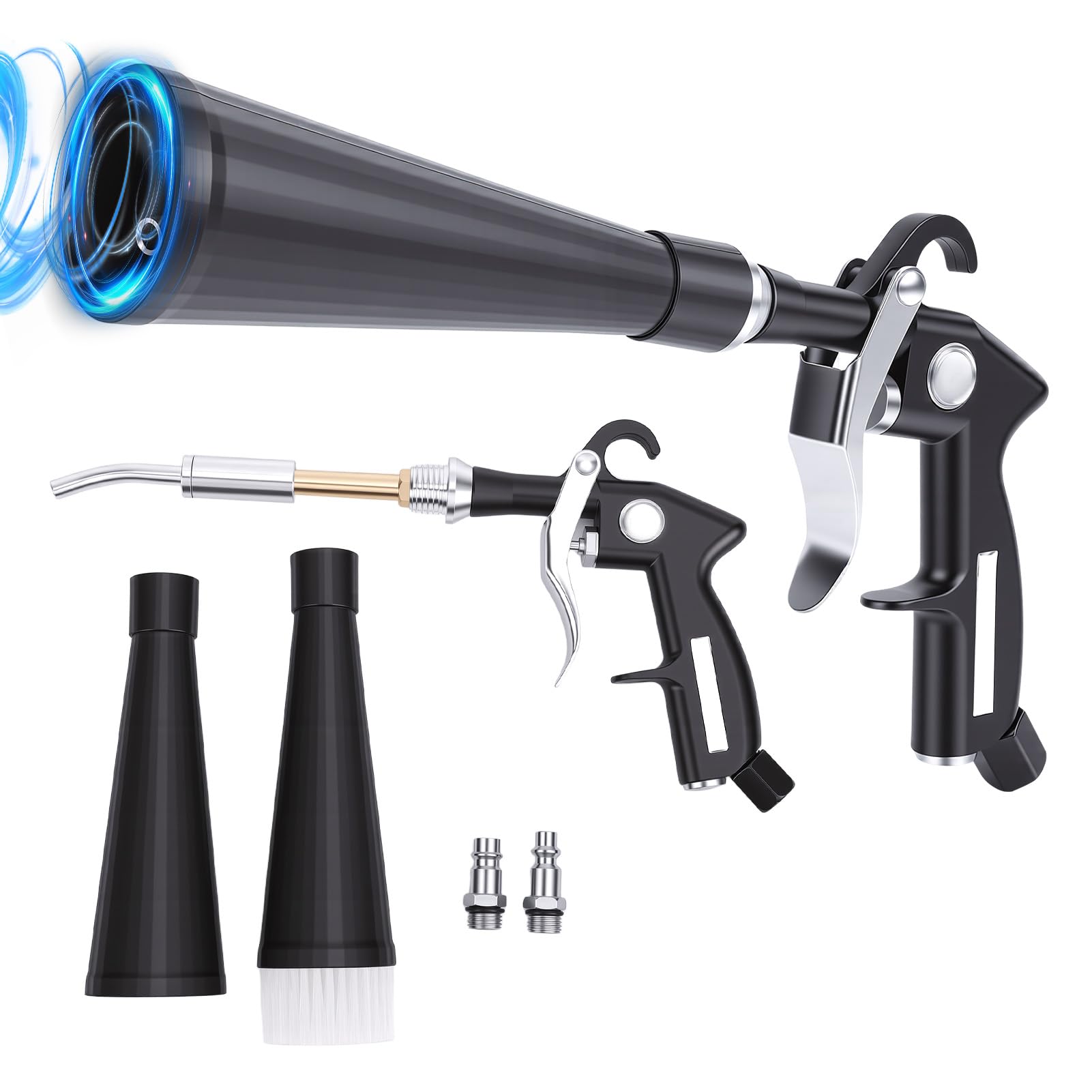 Pistolet de Nettoyage Voiture, 6-9.2Bar, Pistolet de Nettoyage Voiture à Air Comprimé avec 2 Buses, Soufflette Haute Pression pour Évacuer Rapidement la Saleté et la Poussière avec Flux D'air