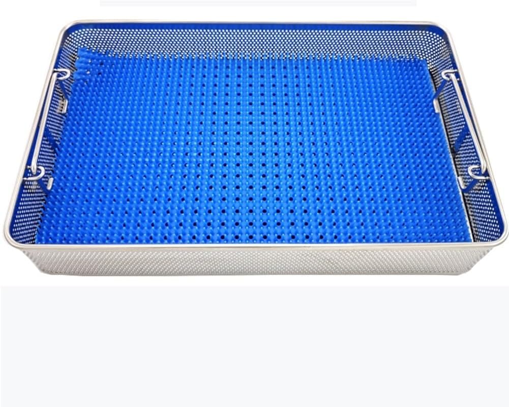 Instrumenten-Sterilisationskörbe Sterilisationskorb aus medizinischem Edelstahl, perforiertes Netz, Instrumentenablage (mit Silikonpolster)(40 * 20 * 7cm)