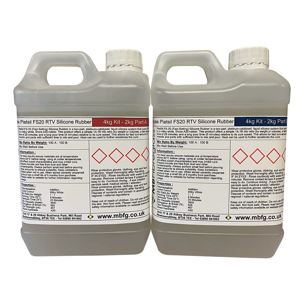 Polycraft ( Mb Fibreglass ) Polytek Platsil Fs20 Rtv Addition Cure Silicone Rubber Shore A20-4Kg Kit