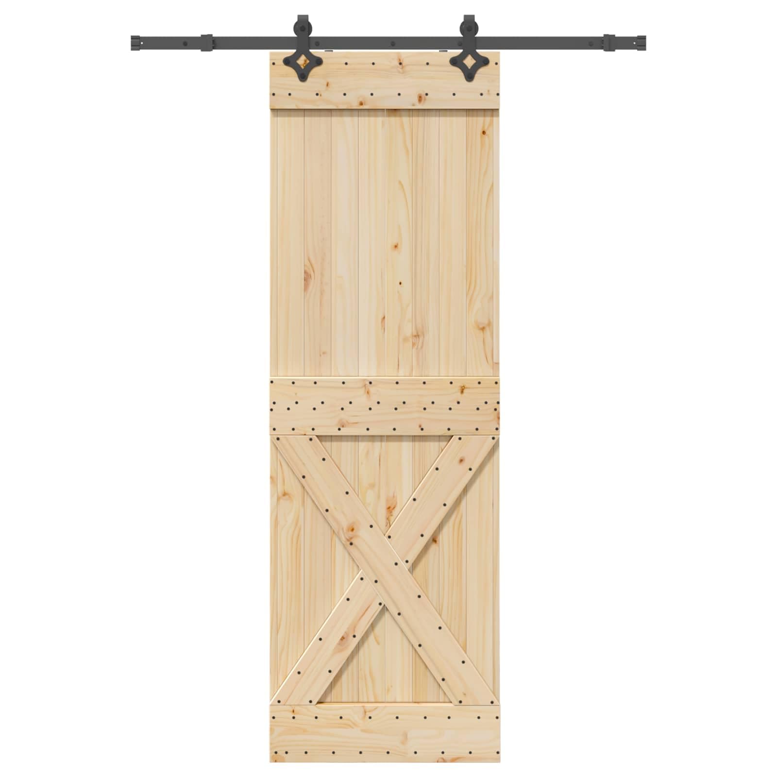Puerta corredera Narvik de madera de pino y negro, 70 x 210 cm