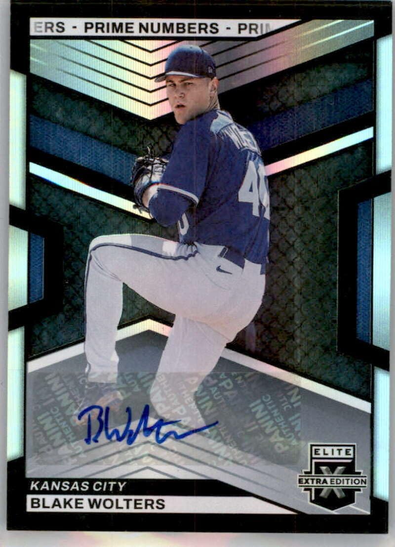 2023 Panini Elite Extra Edition Signatures Prime Numbers A #126 Blake Wolters Auto Autograph SER/200 Kansas City Royals Official Pre MLB Rookie Prospect Baseball Card in Raw (NM or Better) Condition
