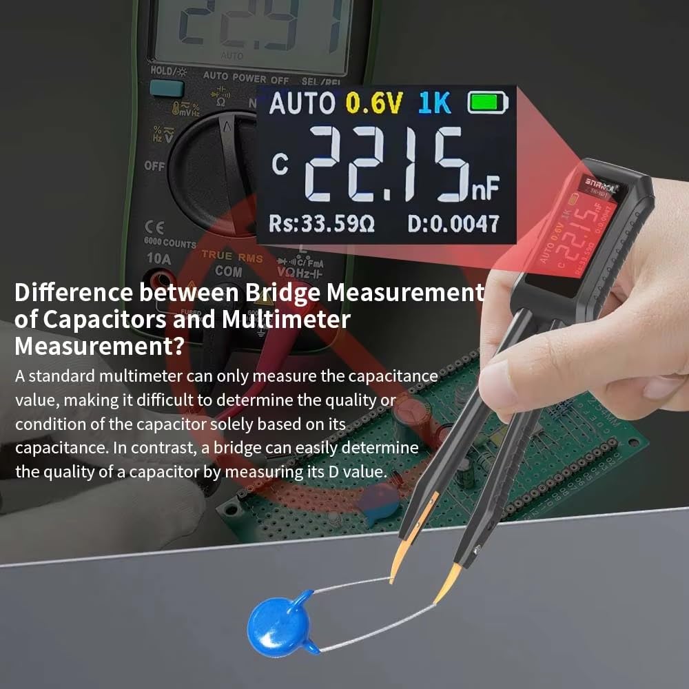 Mini Smart Digital Tweezer LCR SMD ESR Tester Resistance Capacitance Inductance Continuity Diode Electronic component Test Meter