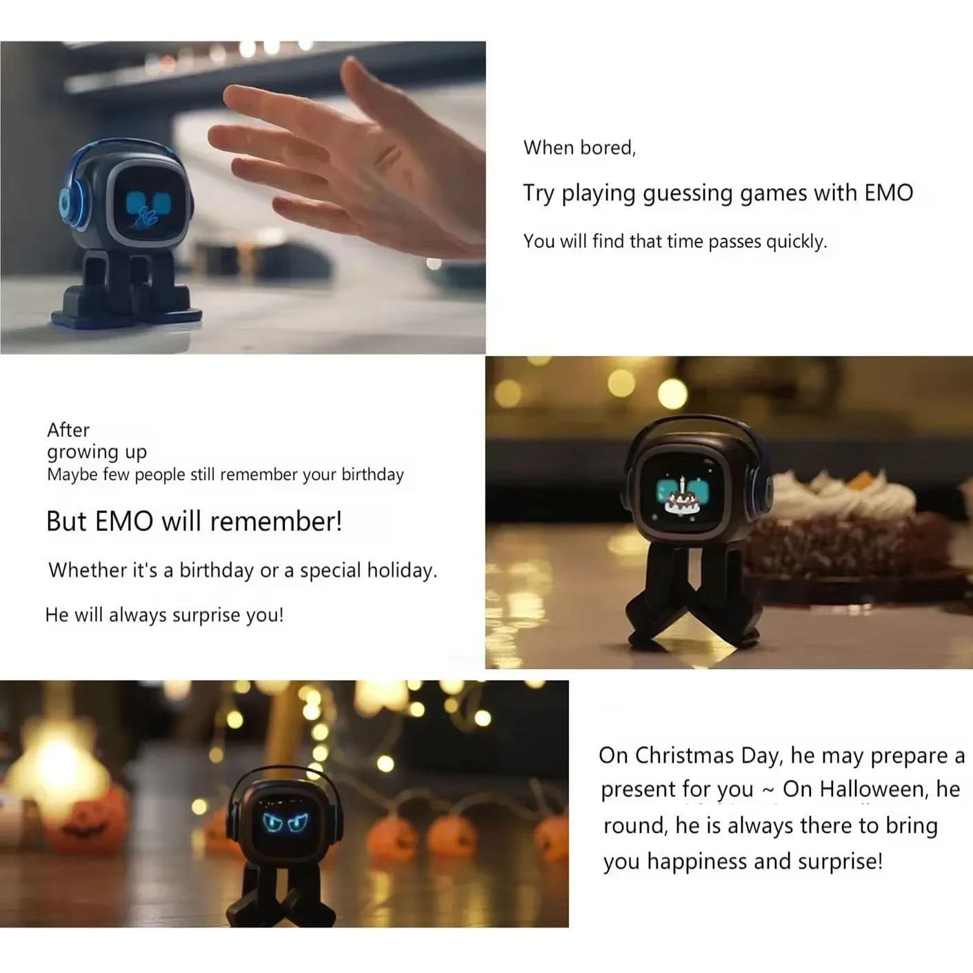 Robot Towarzysz Ai, Inteligentny Robot Biurkowy, Z Rozpoznawaniem Twarzy, Interakcją Głosową, Czujnikiem Dotykowym, ładowaniem Bezprzewodowym 5 W, Do Domowej Zabawy White