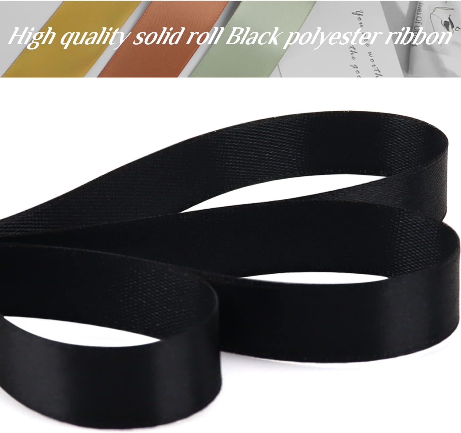 1/2 inch, Black Ribbon for Gift Wrapping 50 Yards Perfect Wedding Party Wreath Sewing DIY Hair Accessories Decoration Floral Hair Balloons Other Projects - Image 4