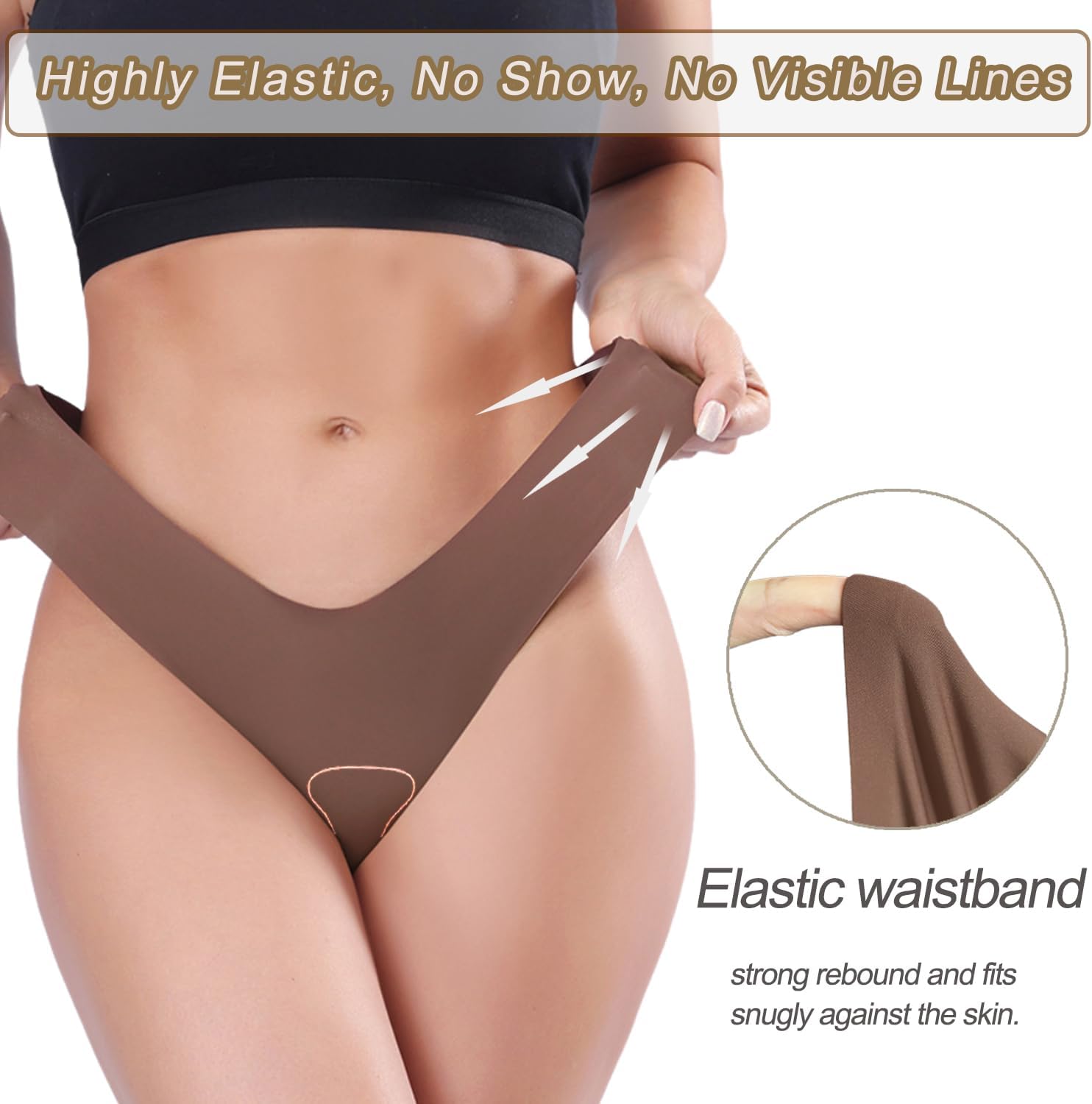 Laser Cut Seamless Workout Underwear Cotton No Show Panties Comfy No Panty Line Thongs Moisture Wicking for Women Gym - Image 2