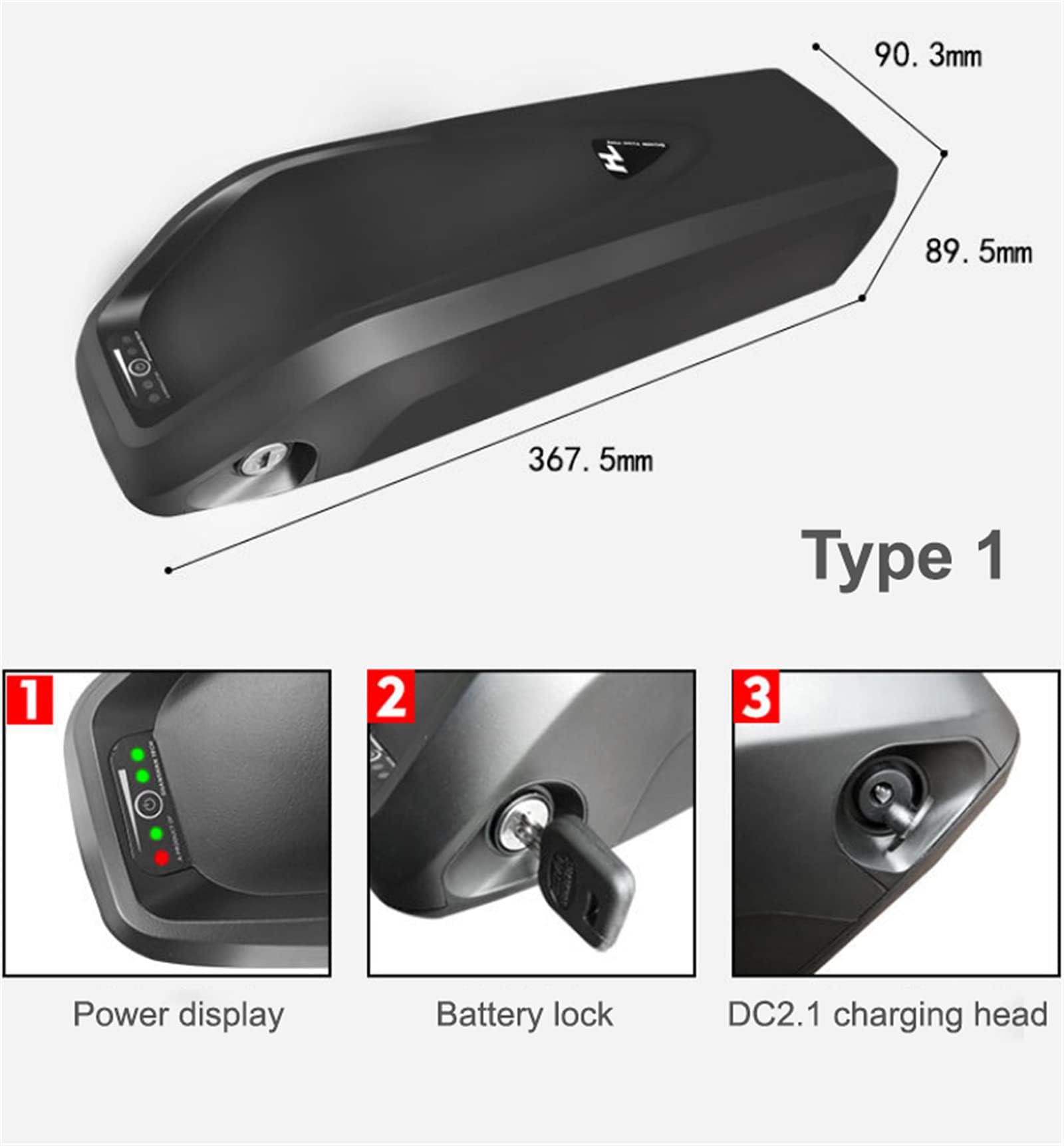 Ebike Batteria 36V 15Ah/17.5Ah con Caricatore e BMS per Motore 250W 350W 500W 750W Batteria per Bici Elettrica (36V 15Ah)