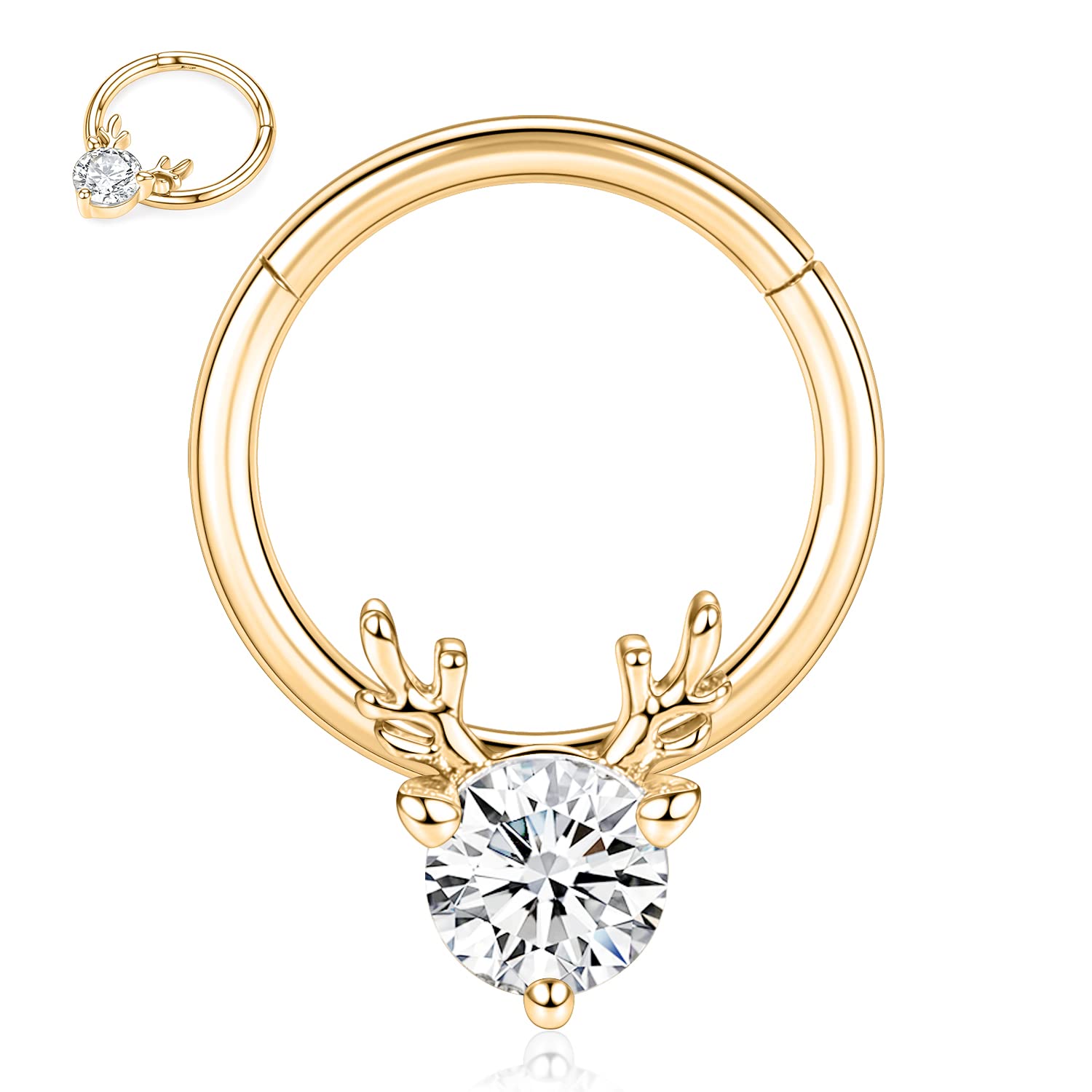 hengkaixuan Unique Animal Shape Septum Nose Ring Septum Jewellery 16G Daith Earrings Surgical Steel Nose Hoop Septum Clicker Conch Piercing Jewellery Rook Helix Tragus Cartilage Lobe Hoop Earring — view 31