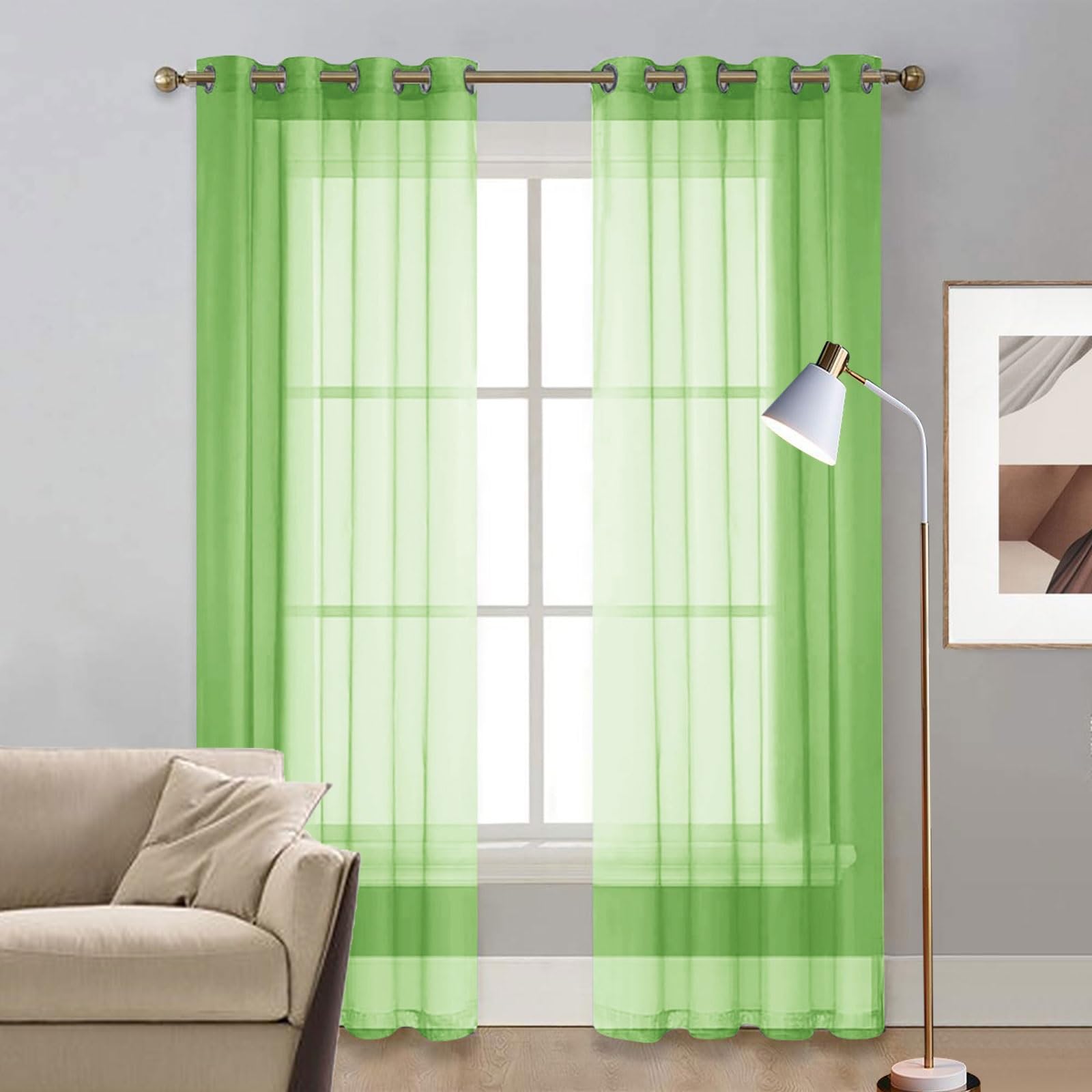 Rideau de Porte Naturel Tamisant 200x270 cm avec Œillets pour Filtrer la Lumière de la Cuisine