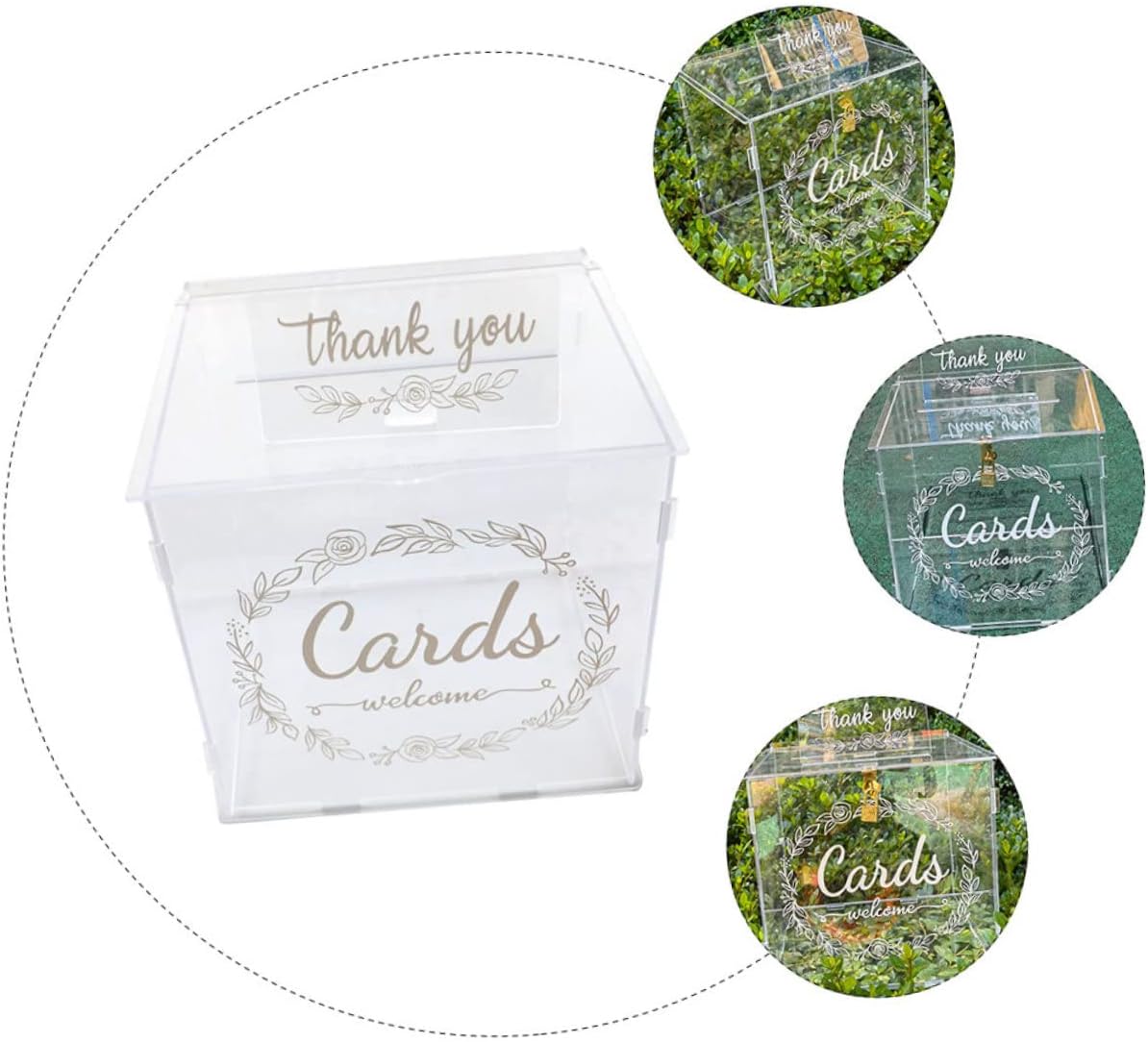 Decorative Acrylic Wedding Card Box with Lock Capacity Envelope Present Box for Parties Receptions and Celebrations Stylish Container for Wishes and Notes