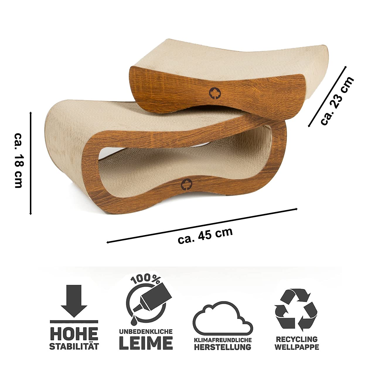 CanadianCat Company ® | Set di assi tiragraffi Orbit & Sella SMALL | Noce | con erba gatto | cartone di qualità | 2 mobili tiragraffi