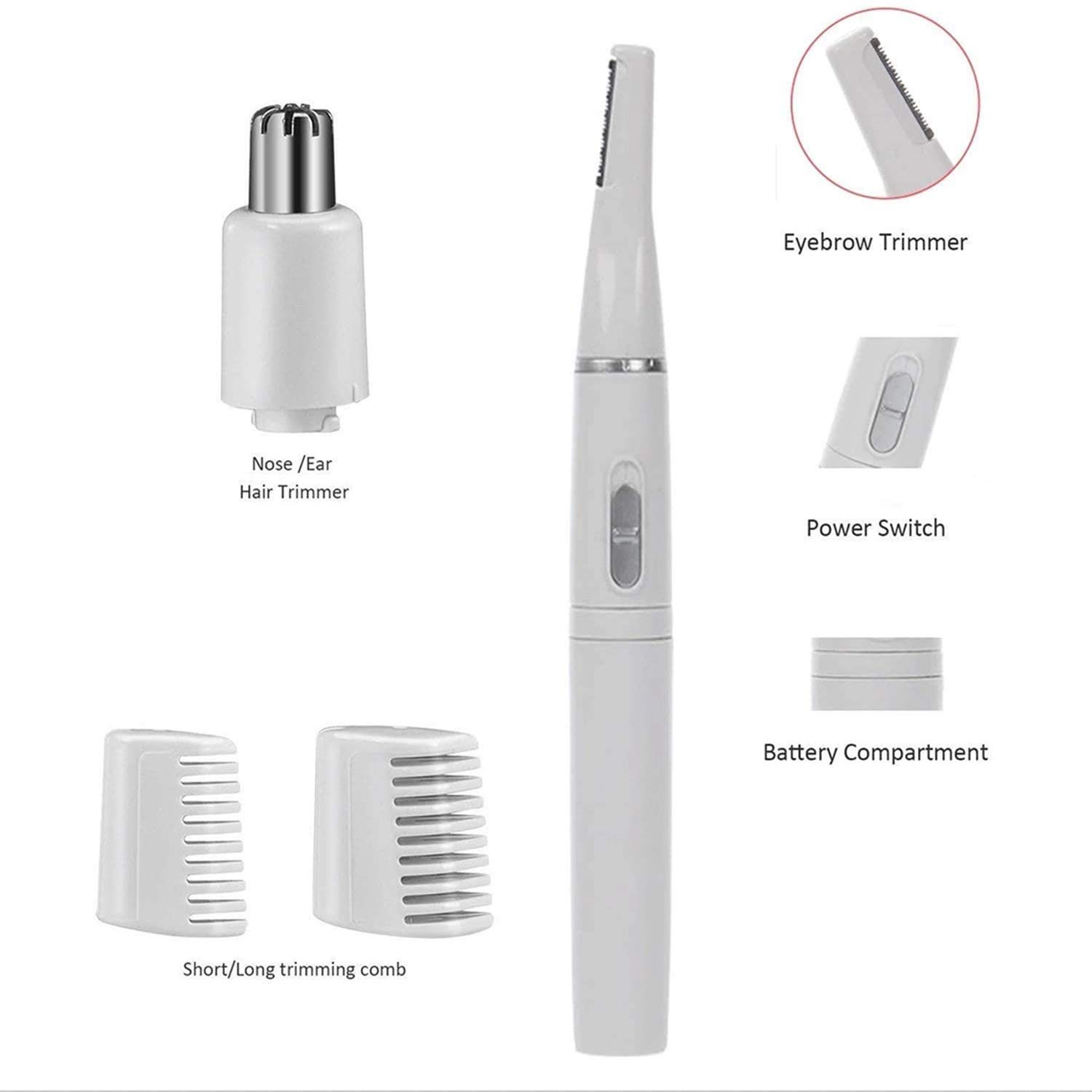 Trimmer Nasal de 2 en uno, recortador eléctrico de ceja, recortador de Cejas, Recorte de Pelo de la Nariz, Dispositivo de depilación