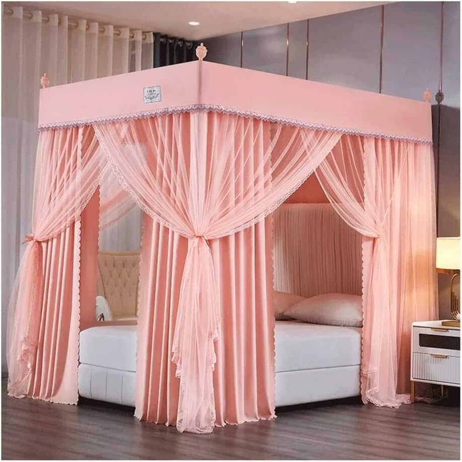 Moustiquaire à baldaquin moderne rose pour créer un lit cocooning de 120x200