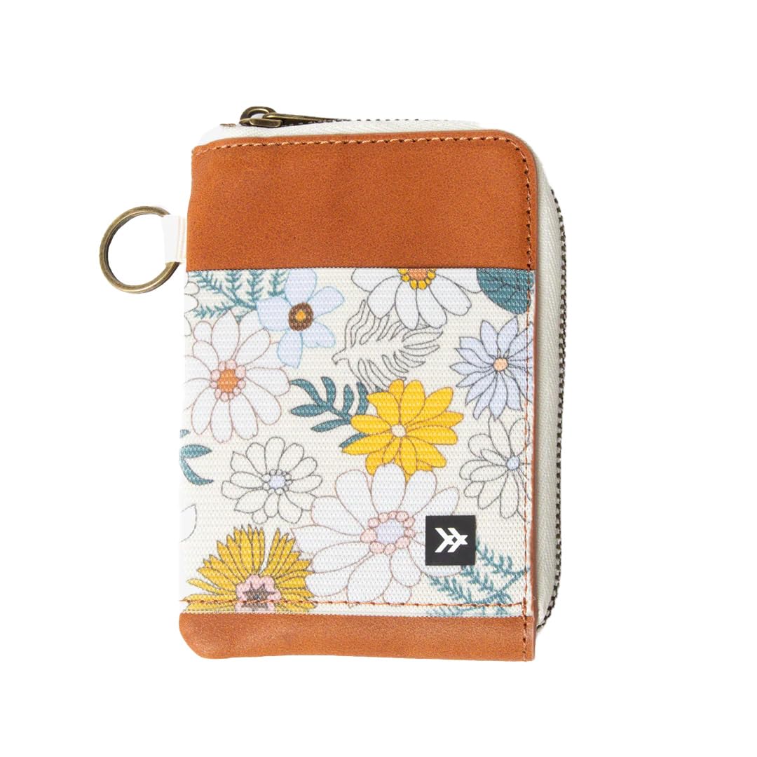 Thread Wallets RFID Blocking Leather Zip Wallet with Card Holder for Men and Women Blossom
