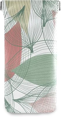 HUSSRITY Eyeglasses Case Elegant Abstract Leaves Sunglasses Pouch Soft PU Leather Squeeze Top Eyeglass Holder Portable Glasses Case For Women Men