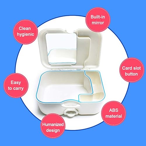 Miniatura 7 de Caja de almacenamiento de prótesis con espejo y cepillo de limpieza, caja de almacenamiento para dientes de ortodoncia, Caja de baño de dentadura,