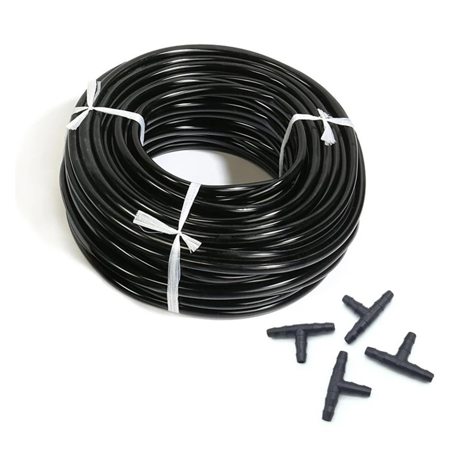 manguera de jardín, tubería de agua de manguera de Conector Accesorios for sistemas de riego de jardín Tubo de riego con manguera de 1/4 de color negro