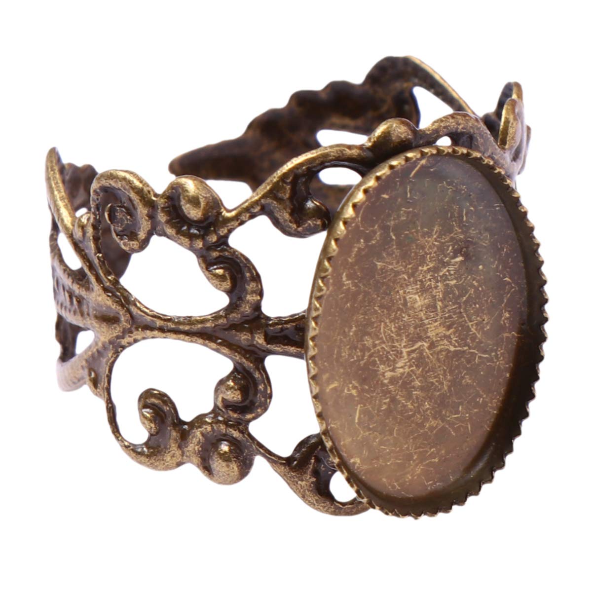 50 Pièces Ébauches De Bagues En Bronze Ancien 18x13 Mm Réglages Ovales - Neuf