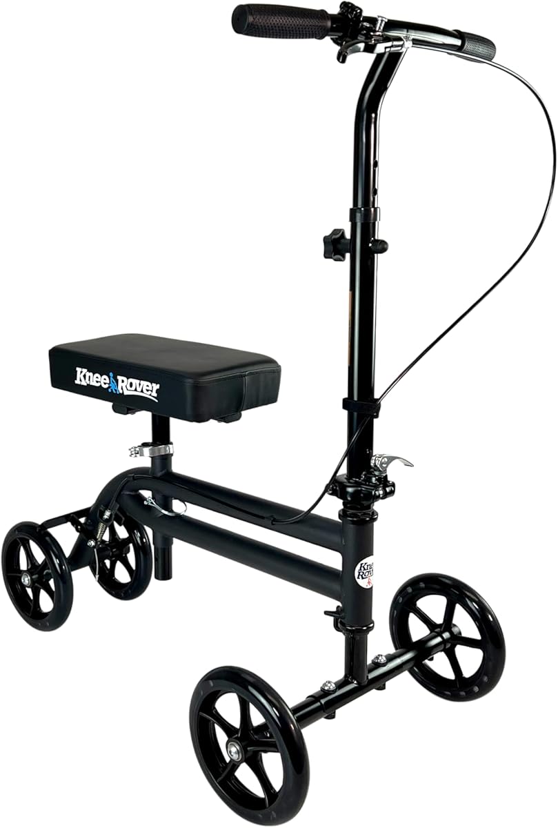 KneeRover Economy Steerable Knee Scooter – Foldable Mobility Aid & Knee Walker with Adjustable Handlebar and Comfortable Knee Pad for Adults (Black)